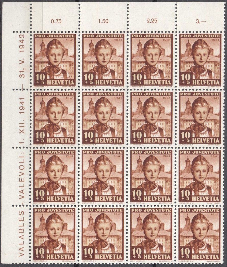 Alle Briefmarken: SBK J98 Teilbogen postfrisch mit Abarten – Gebraucht aus Bürglen TG von StampGraf