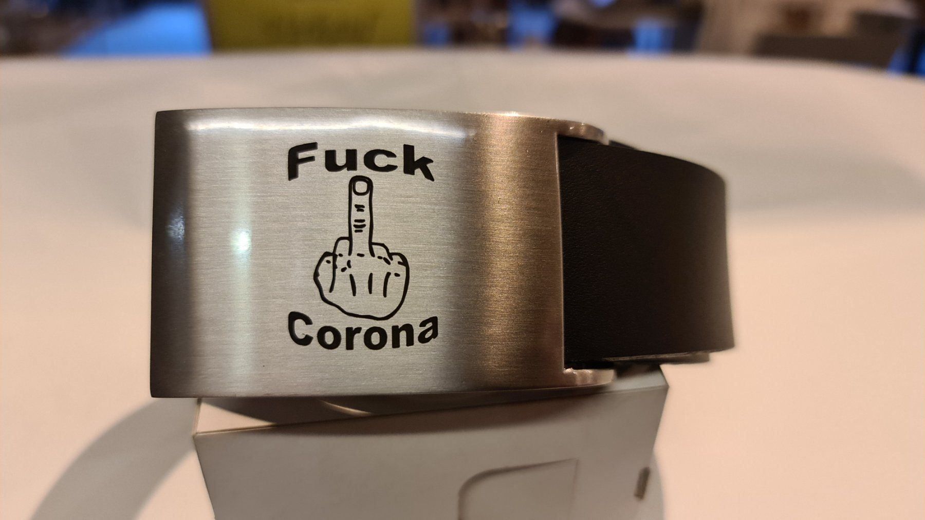 Cinture: Ledergürtel mit Fuck Corona Logo – Nuovo e nell'imballaggio originale da Sins venduto da sagitarius58 2