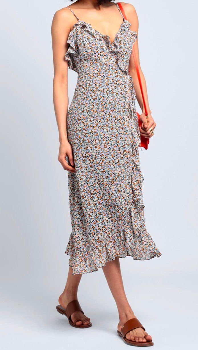 Vestiti: Edited Benice Midi Kleid mit Blumenmuster – Nuovo (secondo la descrizione) da Lachen SZ venduto da numberphile 2
