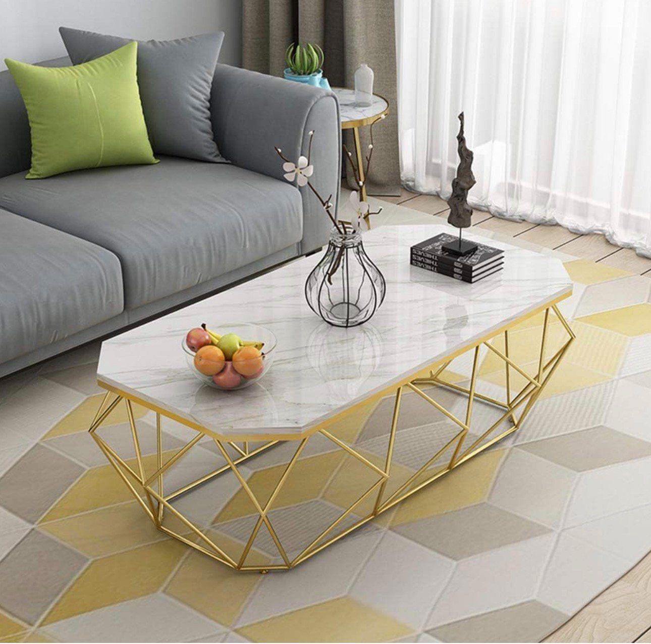 Tavoli: Table basse en marbre naturel blanc avec structure dorée – Usato da Orpund venduto da lilipo 1