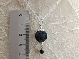 Lava Anhänger 12mm mit Silber Kette 925