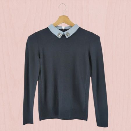 1.2.3 Paris Feinstrickpullover mit Schmuckkragen – Gr.36