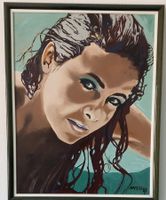 Gemälde Frauenportrait HAMESS 87 gerahmt "DIE SCHWIMMERIN"