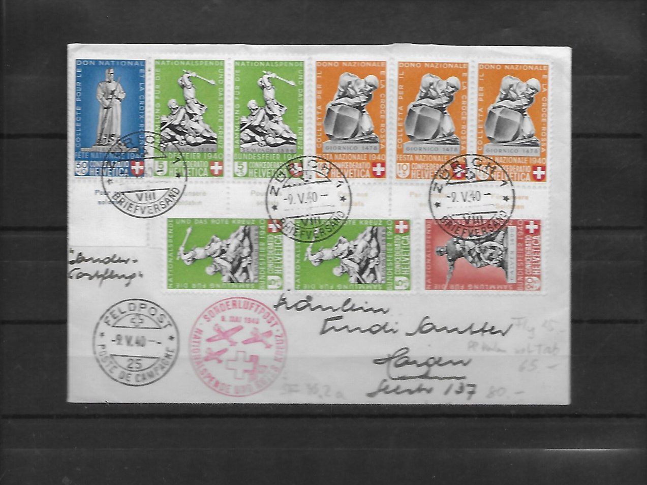 Tous les timbres: SF 40.2a mit PP Frankatur mit Tab Kat: CHF 80.- – D'occasion à Basel par Ilp