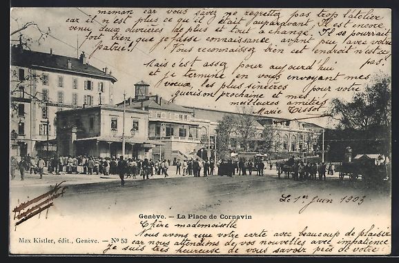Cartes postales: AK Genève, La Place de Cornavin, 1903 – D'occasion à Berlin par bartko-reher
