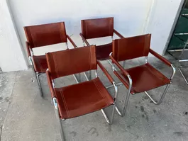 4 Arco Vintage Freischwinger Marcel Breuer Leder Chrom