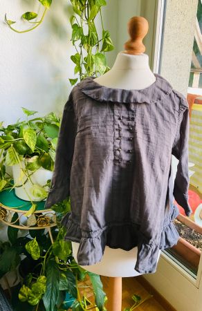 Adorable chemisier romantique gris en coton JAYKO, taille 38