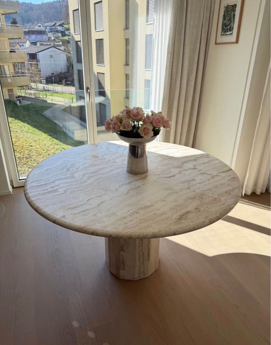 Tavoli: Travertin Esstisch Rund 130 cm – Usato da Lausen venduto da deb_lp9p