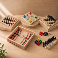 Coffret de Jeux de Société en Bois, voyage ( NEUF )