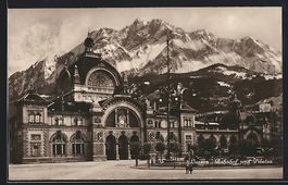 AK Luzern, Bahnhof und Pilatus