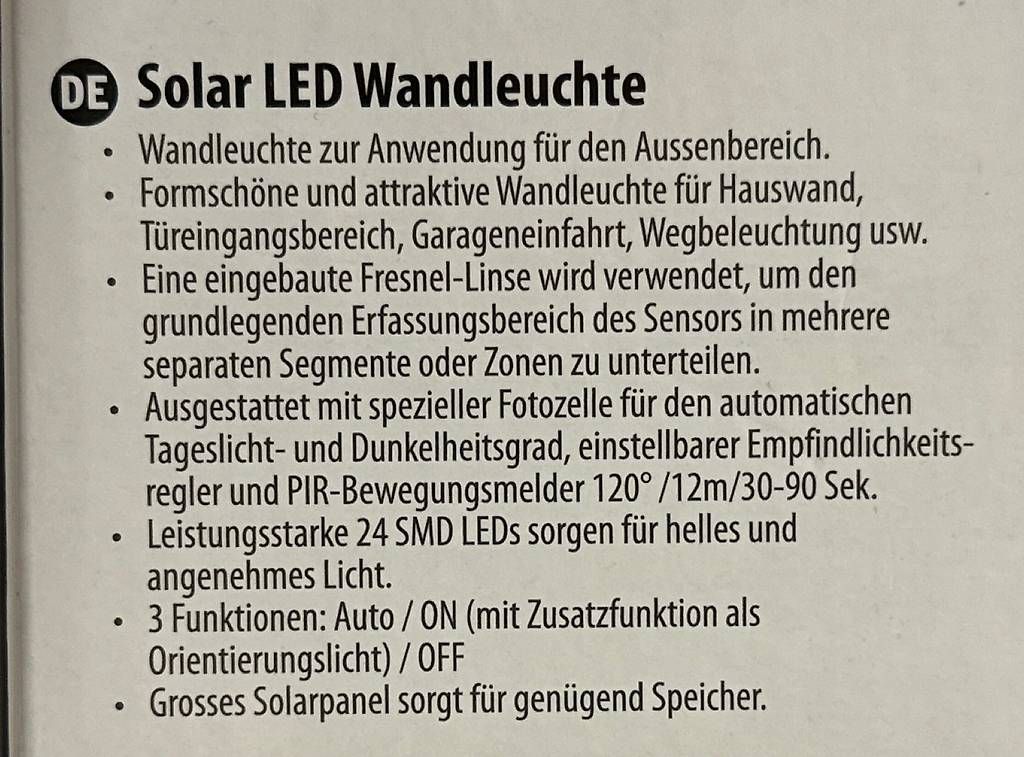 Lampade: Solar LED-Wandleuchte – Usato da Lyssach venduto da Tamara_s 1