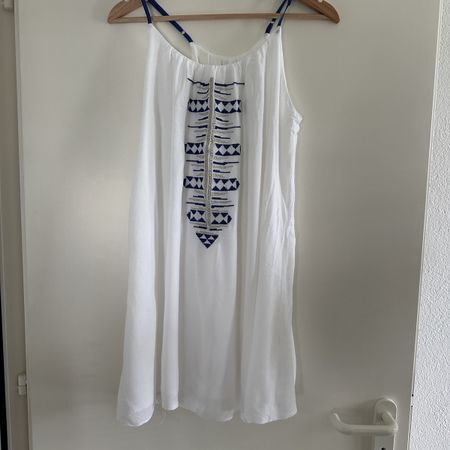 WHITE BOHO HIPPIE DRESS S M