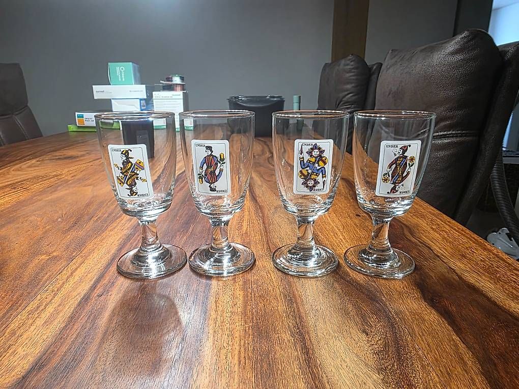 Bicchieri: 4 Kafi Schnaps Jass Gläser – Usato da Rüthi (Rheintal) venduto da Foensi67