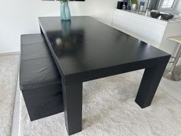 Esstisch mit Sitzbank schwarz Holz guter Zustand
