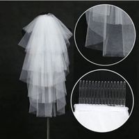 NEUER Braut Schleier WEISS 90cm mit Kamm - 202536