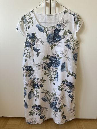 Leinenkleid mit Blumenmuster, Gr. M