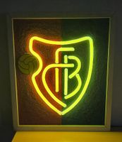 FC Basel, FCB Neon Sign. Neonleuchte Wandbild 35 x 40 cm.