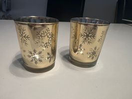 2 x Teelichthalter gold
