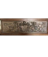 Kupfer, Holz geschnitzt Wappen Ritter Szene antik
