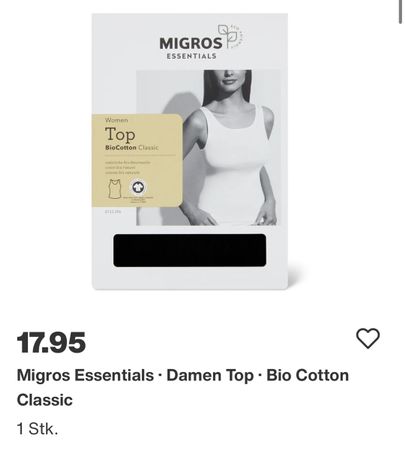 2 Unterhemden Migros Essentials schwarz Grösse XL neu
