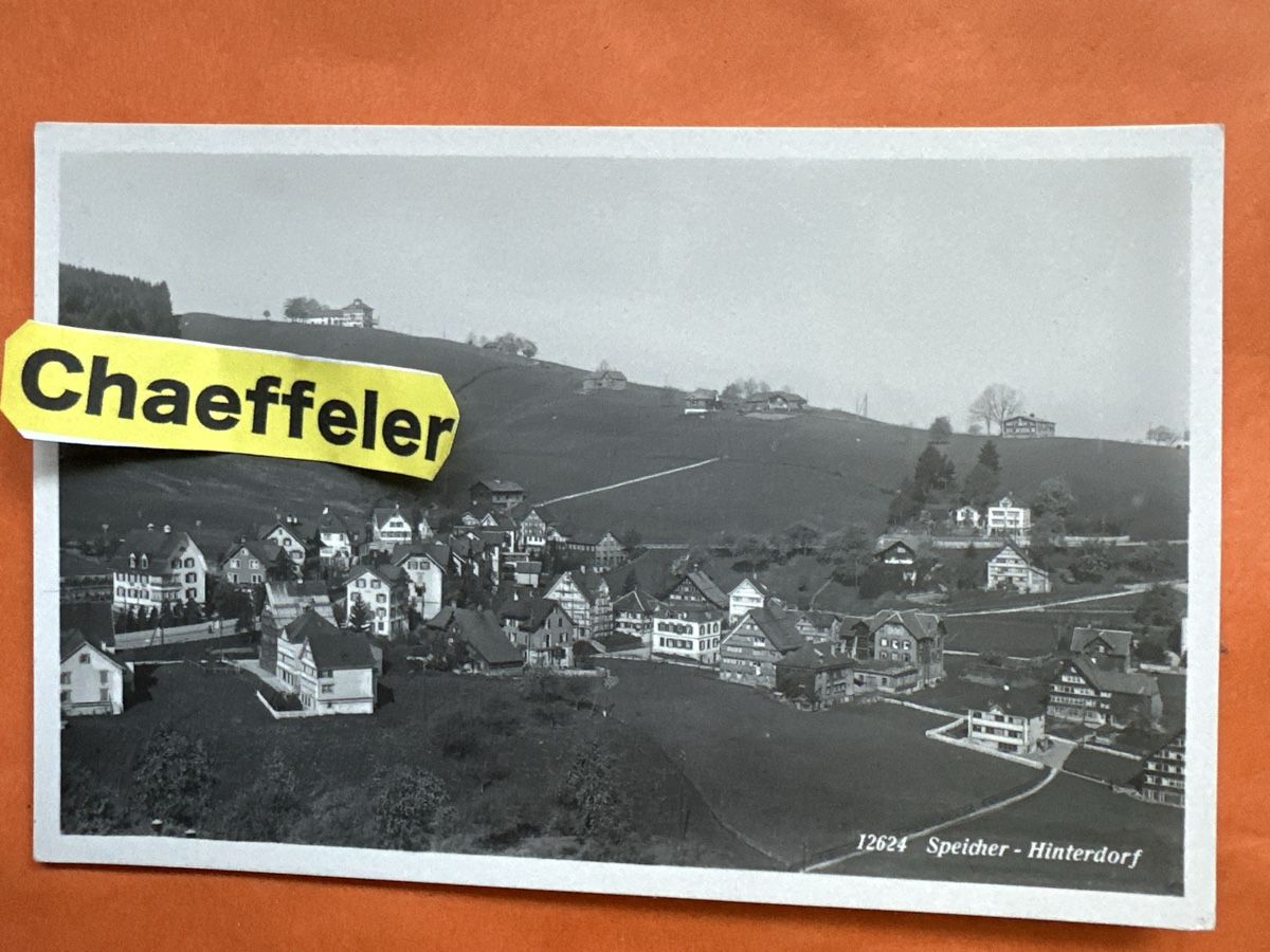 Cartoline postali: Alte Ansichtskarte von Speicher Hinterdorf, Appenzell. – Usato da Zürich venduto da Chaeffeler