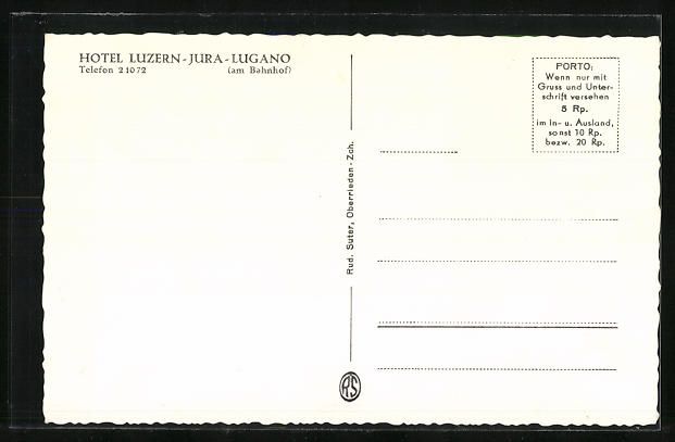 Cartes postales: Lugano, Hotel-Restaurant Luzern (am Bahn – D'occasion à Berlin par bartko-reher 1