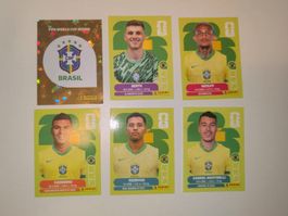 🔥6x Panini Team Brasilien/Brasil - BRA 1,3,8,10,15,18