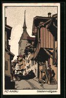 Steindruck-AK Alt-Aarau, Golattenmattgas