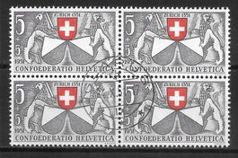 Viererblock Pro Patria B51 gestempelt Glarus 4.10.1951
