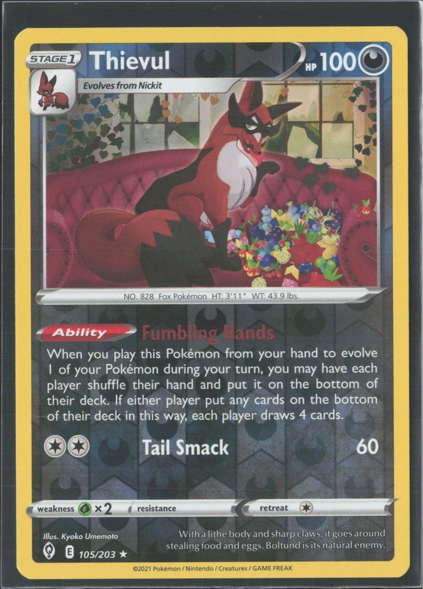 Pokémon Sammelbilder & Trading cards: POKÉMON / Thievul / Evolving Skies / Reverse 🇺🇸 – Gebraucht aus Herzogenbuchsee von TCG-High-Quality