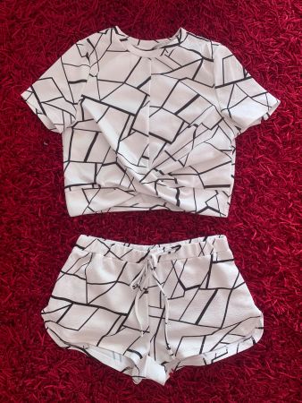 Zweiteiler SET Crop Top und Shorts superstretch weiss Gr. M