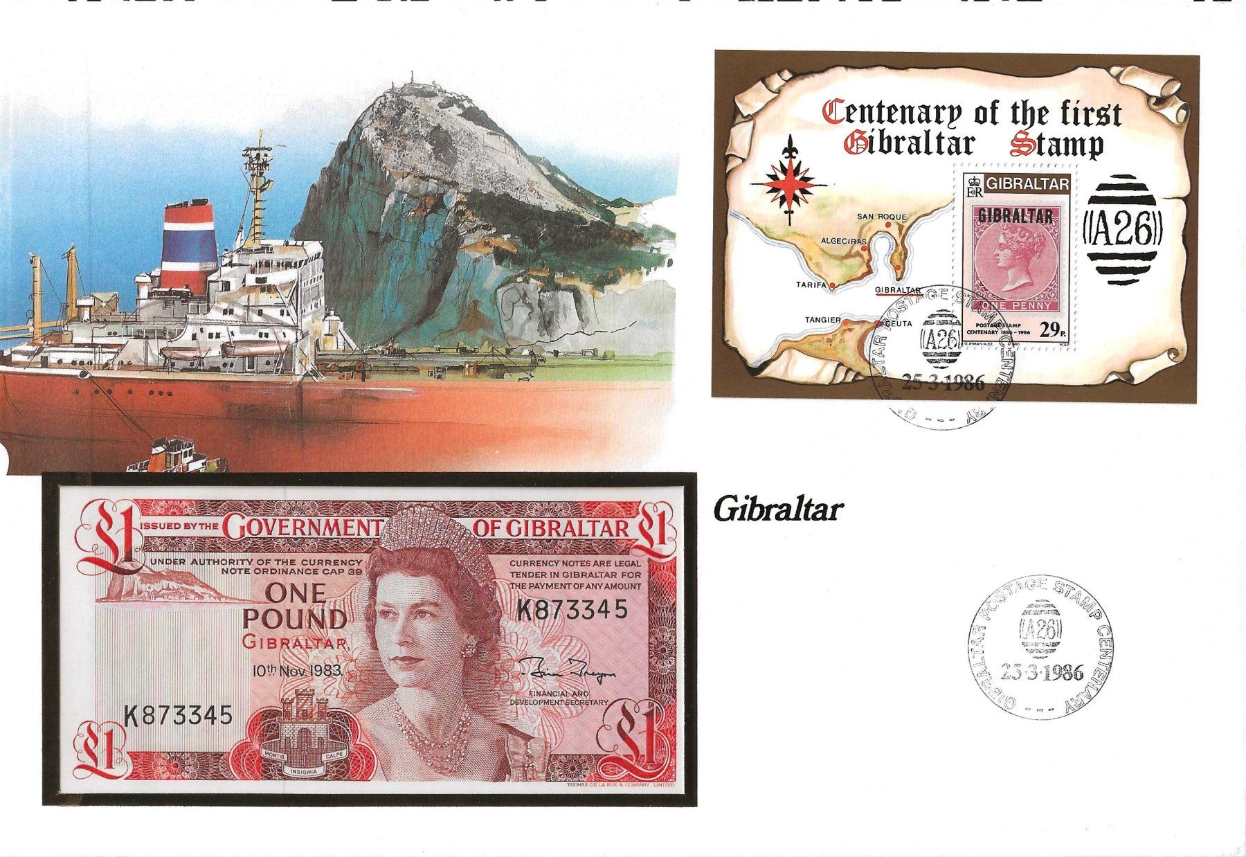 Banknoten: Notenbrief Gibraltar 1986 – Gebraucht aus Zürich von Philacat11