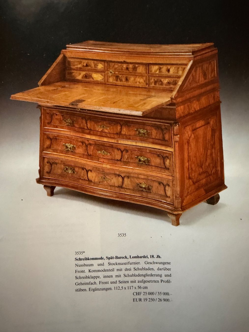 Cassettiere: Schreibkommode Spät-Barock Nussbaum – Usato da Biberist venduto da Fresco_101 5