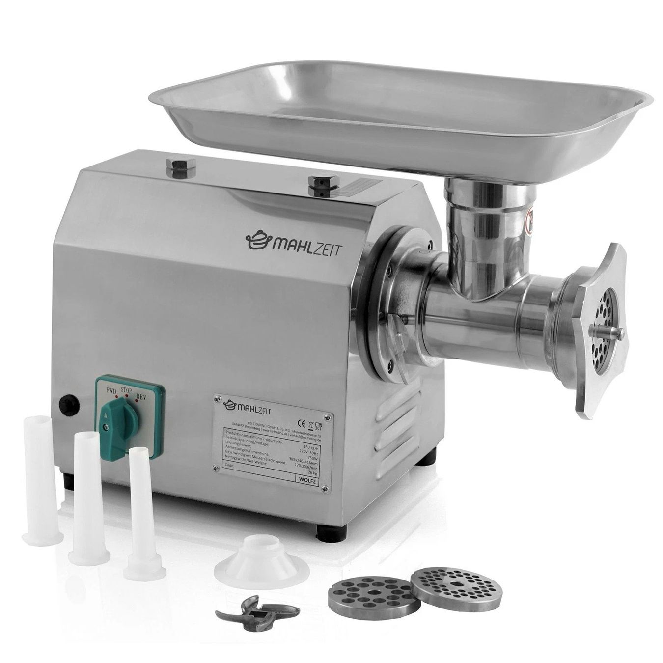 Elettrodomestici da cucina: Fleischwolf Mahlzeit Profi Edelstahl elektrisch  Wurstfüller – Nuovo (secondo la descrizione) da Kirchdorf AG venduto da Lionstein 7