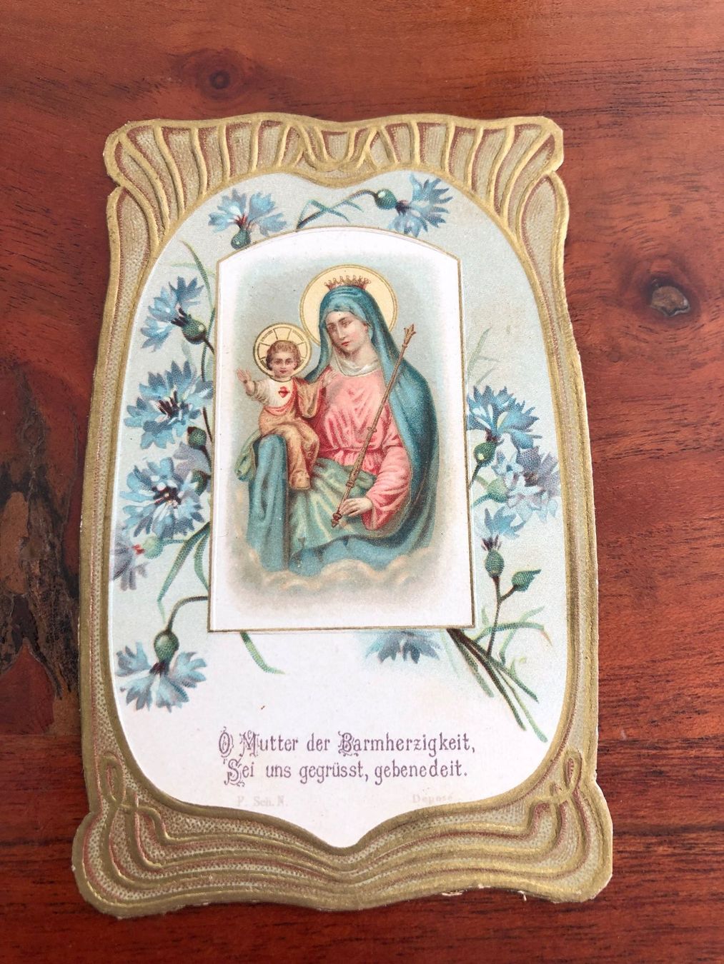 Foto & Immagini: Antike Andachtskarte Muttergottes  mit Jesuskind & Spruch – Usato da Schübelbach venduto da Dolly990_2
