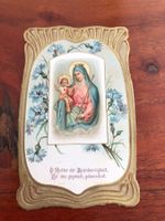 Antike Andachtskarte Muttergottes  mit Jesuskind & Spruch
