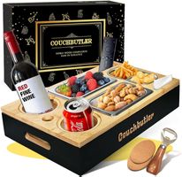 Snackbox aus Holz Couchbutler – Tablett mit Schalen & Halter