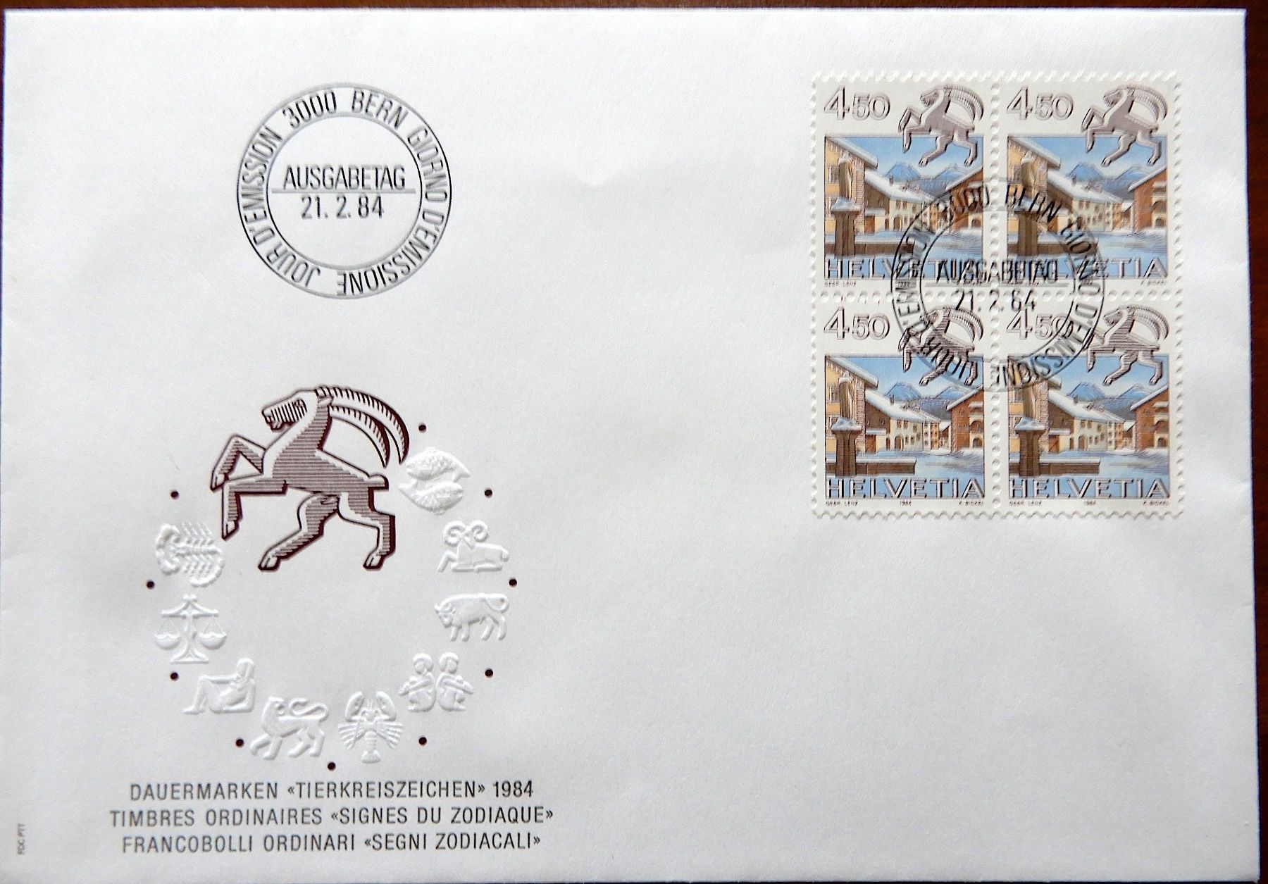 Tutti i francobolli: 3 TIERKREISZEICHEN, FDC – Usato da Luzern venduto da Johann7 2