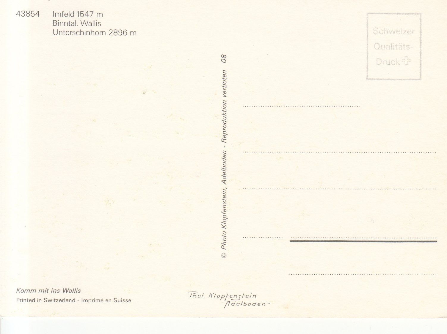 Cartoline postali: Imfeld ca. 1970 – Usato da Bürglen TG venduto da StampGraf 1