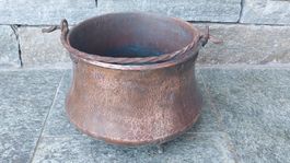 Antiker Kupfertopf, Kupferkessel, ca. 31 cm Durchmesser