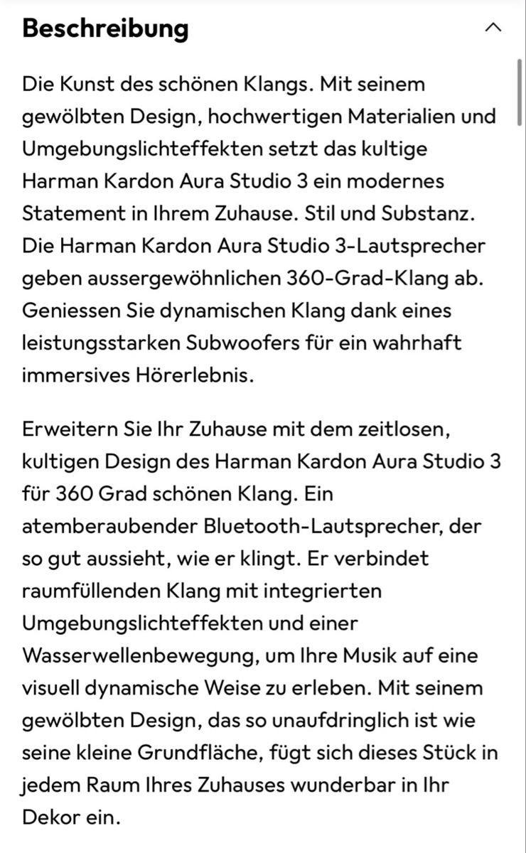 Harman-Kardon Haut-parleurs: Harman/Kardon Aura Studio 3 Musik Box – D'occasion à Greifensee par mx1979 4