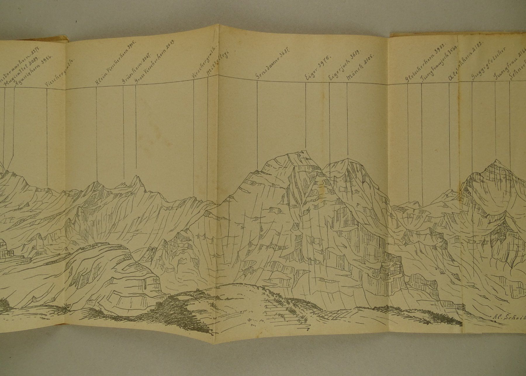 Incisioni: PANORAMA FAULHORN, 1890, BERN – Usato da Grüningen venduto da Kartensammler 7
