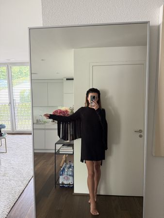 DKNY Dress, size 4, Black with fringe - Party Glamour!