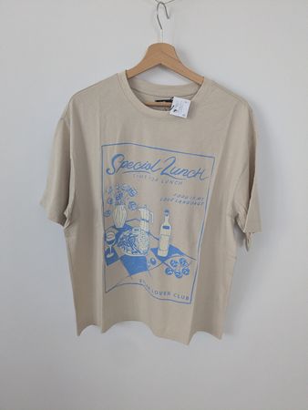  T-Shirt beige bedruckt Grösse L neu mit Etikett
