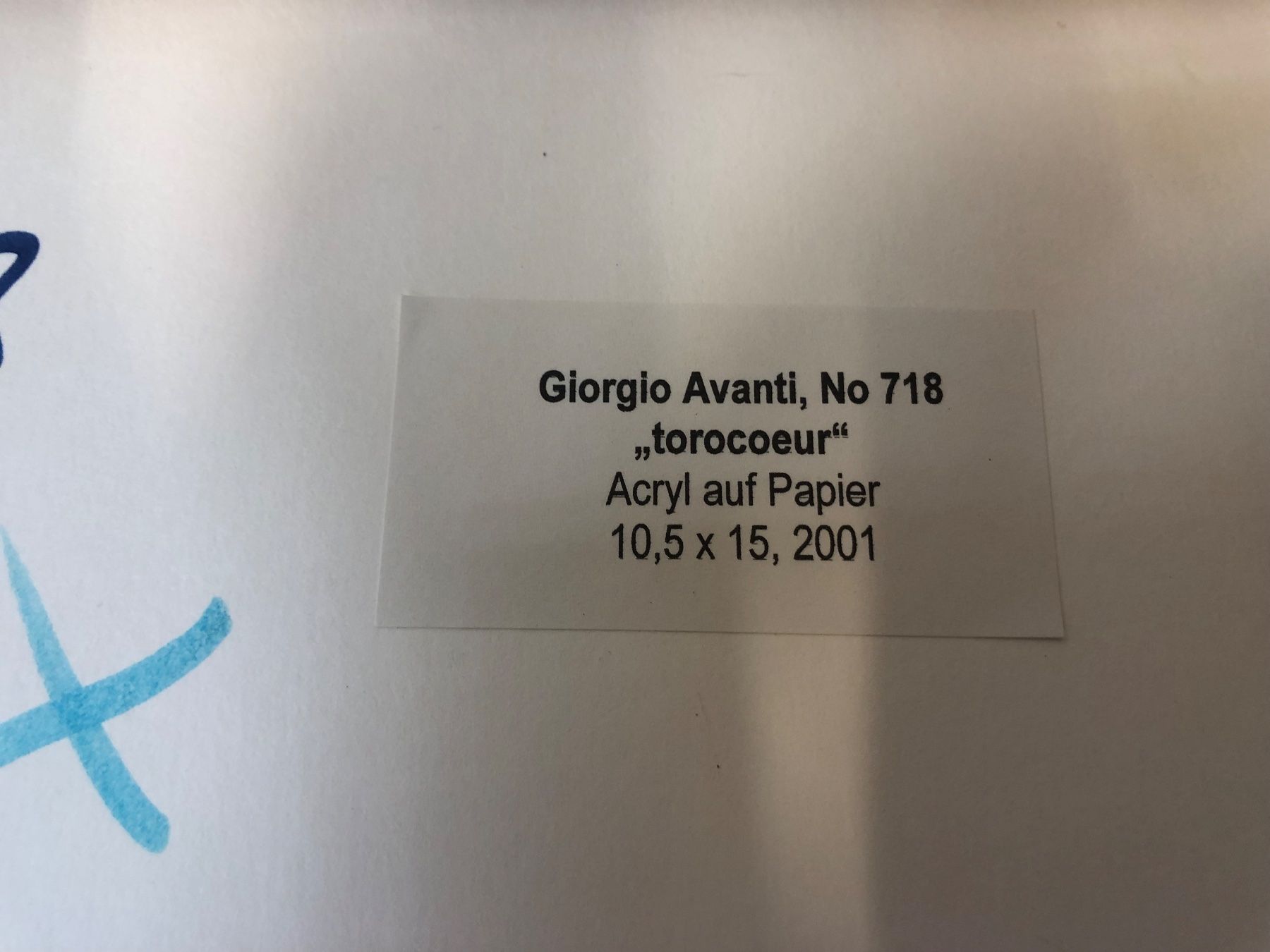 Dipinti: Giorgio Avanti No 718 "torocoeur" 10x15; 2001 – Usato da Brunnen venduto da Allerwaren 4