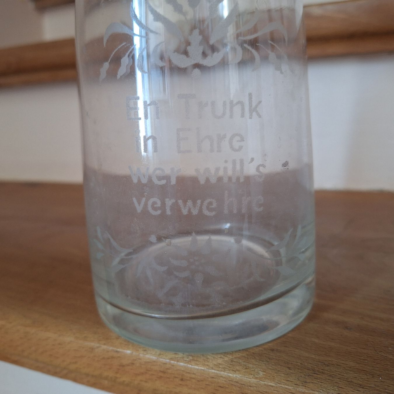 Caraffe: Versand möglich! Grosse Glas Karaffe mit Spruch – Usato da Winterthur venduto da Goldpipau 4