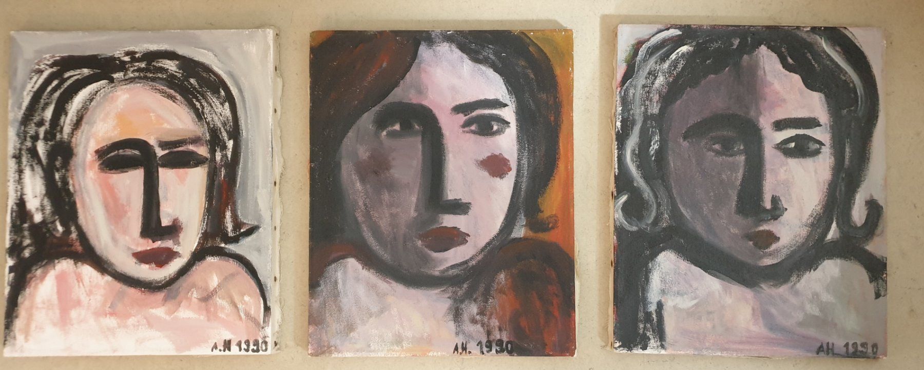 Dipinti: 3 Portraits Gemälde mit Monogramm – Usato da Emmen venduto da magelan
