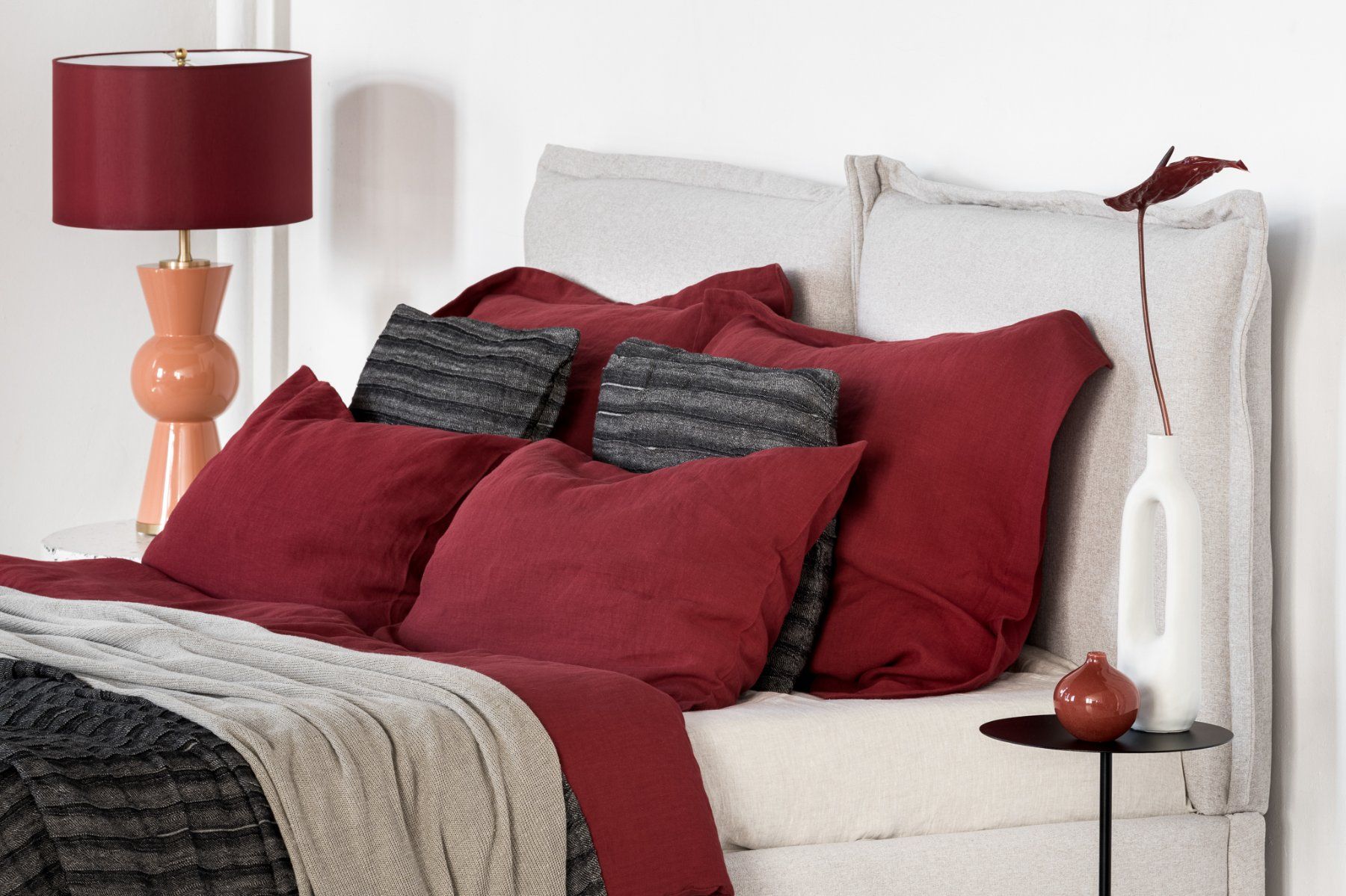 Biancheria da letto: Karminrot Leinenbettwäsche-Set – Nuovo e nell'imballaggio originale da Affoltern am Albis venduto da EdelLinn 2