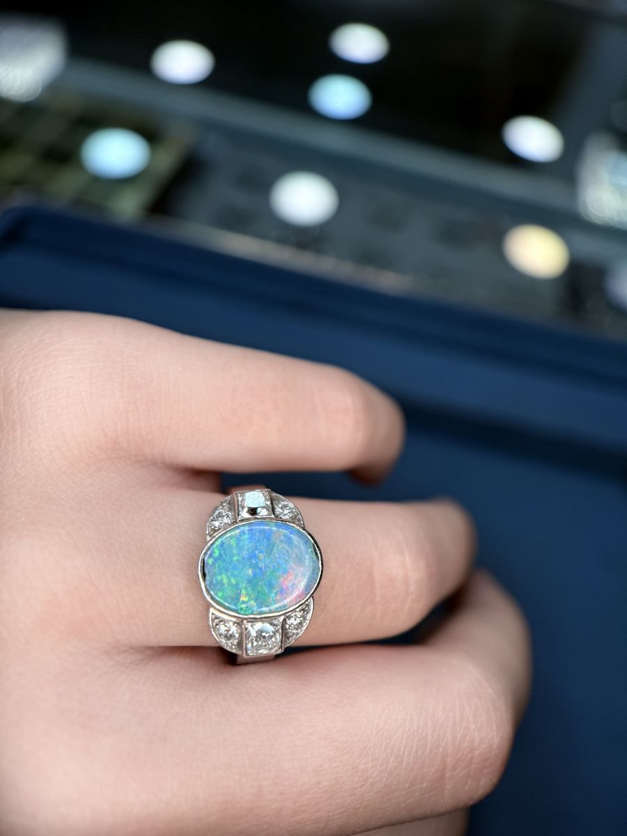 Anelli: Opal Ring mit weissen Diamanten – Usato da Wallisellen venduto da Juwelier_Aurum 2
