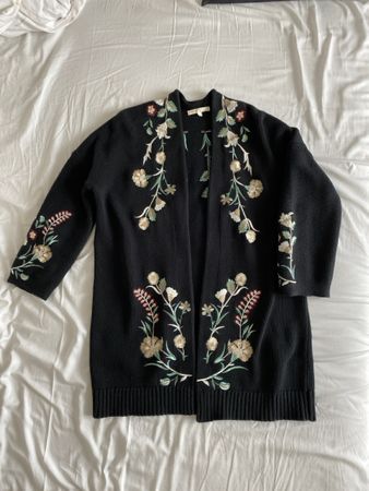 Black Maje Cardigan with Flower Embroidery (Size 1)